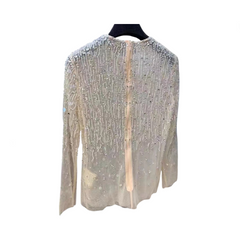 Sequined Mesh Cover Shirt