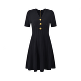 Solid Slim Fit Knitted Midi A-Line Dress