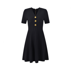 Solid Slim Fit Knitted Midi A-Line Dress