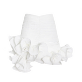 Milky White Hip-Wrapped Ruffled Patchwork Mini Skirt