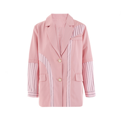 Striped Patchwork Pink Blazer