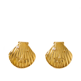 Pearl Inlaid Shell Shaped Earrings