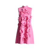 Splicing 3D Flower A-Line Short Dress
