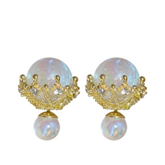 Mermaid Princess Pearl Double Sided Earrings
