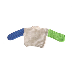 Handmade Color Block Lantern Sleeve Sweater