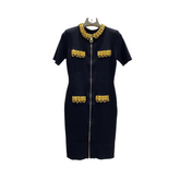 Golden Nail Bead Sequin Chain Slim Fit Dress