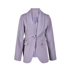 Purple Chest Wrap Soft Collar Coat