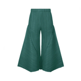 Pleated Wide Leg Elastic Waist Solid Trouser Pants