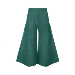 Pleated Wide Leg Elastic Waist Solid Trouser Pants