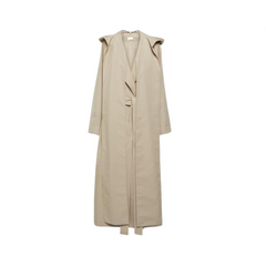 Detachable Hood Lace Up Long Coat