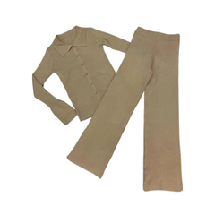 Pleated Knit Collar Top + Pleated Knit Pants