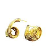 Pleated Metal Stud Earrings