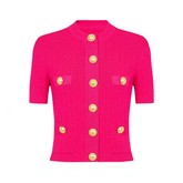 Knitted Short Sleeve Round Neck Woolen Top