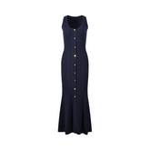 Single Breasted Slim Fit Knitted Maxi Dress