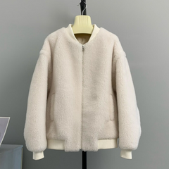 Faux Fur Zip Up Oversized Jacket