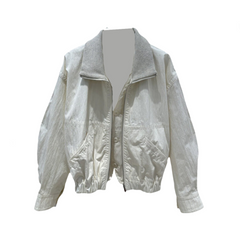 Thick Collar Buttoned Zip Up Front Pocket Jacket