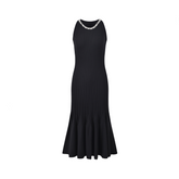 Diamond Studded Round Neck Fish Tail Knitted Dress