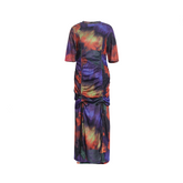 Tie Dye Round Neck Short Sleeved Hip Hugging Dress