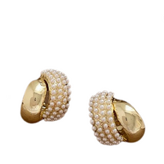 Metal Pearl Arc Earrings