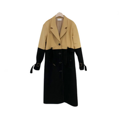 Vintage Splicing Belted Waist Midi Trench Coat
