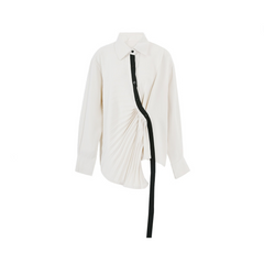 Pleated Irregular Long Sleeved Shirt