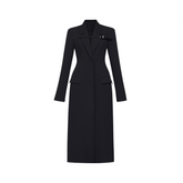 Solid Waist Cinching Slimming Long Coat