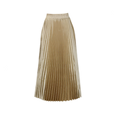 Solid High Waist Pleated Maxi Skirt