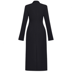 Solid Waist Cinching Slimming Long Coat
