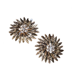 Rhinestone Sunshine Flower Big Stud Earrings