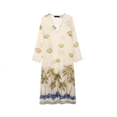 Floral V-Neck Long Sleeved Dress