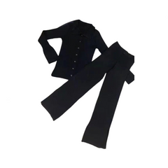 Pleated Knit Collar Top + Pleated Knit Pants