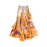 Pre Order: Bellydance Ruffled Long Full Circle Wrapped Skirt