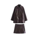 Solid Leather Jacket + Mini Skirt