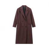 Double Breasted Padded Shoulder Lapel Coat