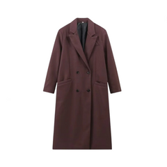 Double Breasted Padded Shoulder Lapel Coat