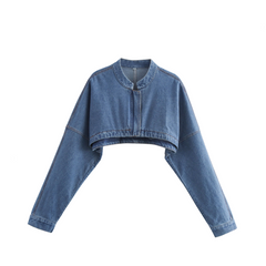 Solid Zip Up Short Denim Top