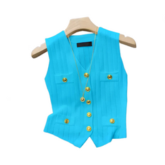 V-Neck Slim Fit Sleeveless Knitted Vest
