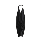 Pre Order: Backless Pleated Bag Hip Hanging Neck Dress