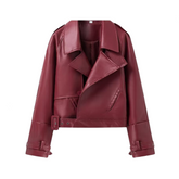 Solid Motorcycle Style Leather Jacket