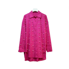 Nail Bead Long Sleeved Loose Casual Shirt