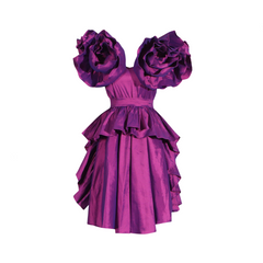 Purple Ruffle Edge V-Neck Mini Dress