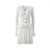 Ruffle Edge Patchwork Long Sleeved Dress