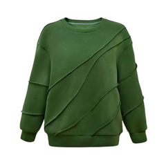Green Round Neck Long Sleeve Loose Sweater