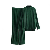 Solid Fried Dough Twists Knit Sweater + Pants Set