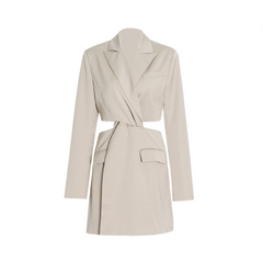 Solid Long Sleeve High Waist Hollow Out Dress