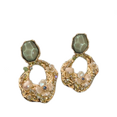 Zircon Pearl Flower Drop Earrings