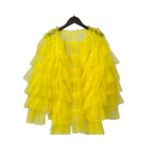 Multi-Layer Mesh Splicing Long Sleeved Top