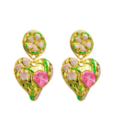 Heart Shaped Flower Clip Earrings