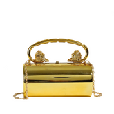 Metallic Cylindrical Magnetic Snap Handbag