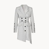 Irregular Hem Belted Blazer Dress